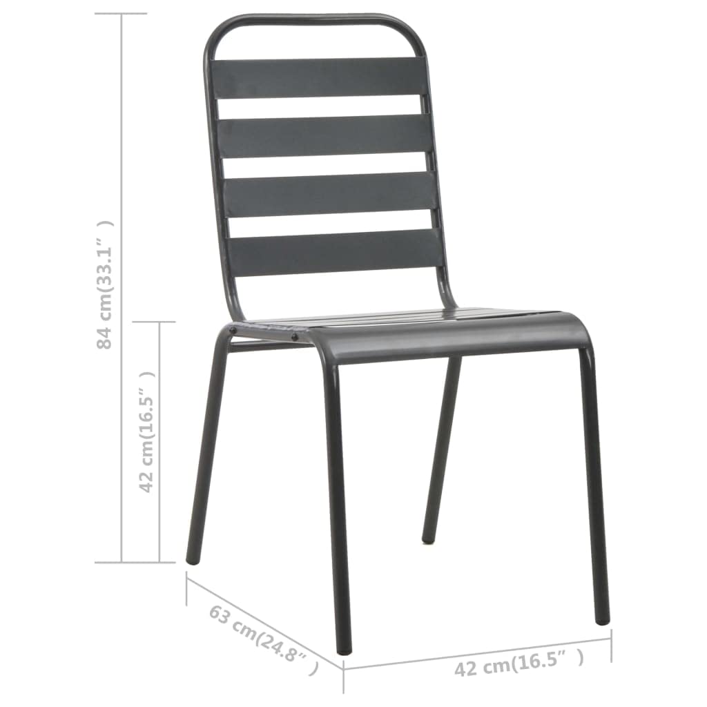 Stackable Outdoor Chairs Set of 2 Steel Gray T734509