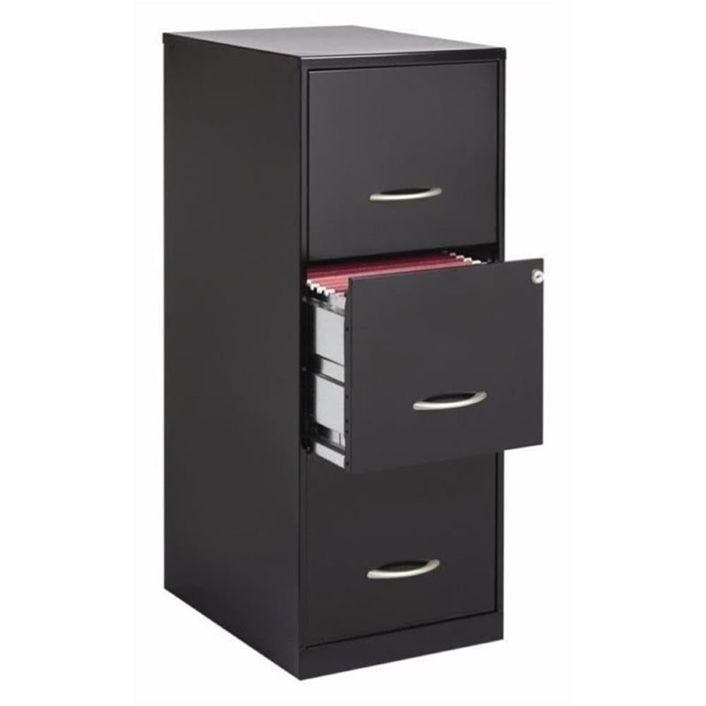 3 Drawer Black Metal Filing Cabinet C623923
