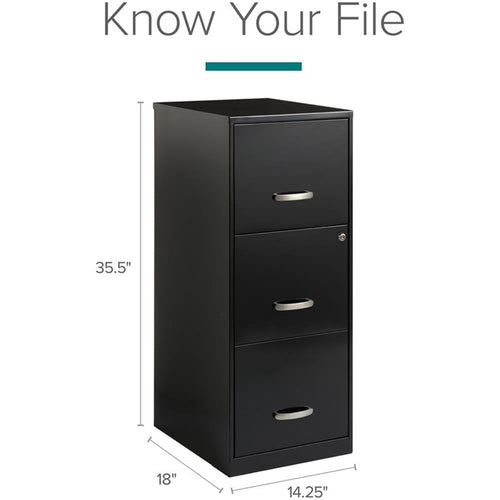 3 Drawer Black Metal Filing Cabinet C623923