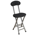 18 Inch Black Folding Bar Stool with Backrest and Footrest S3047