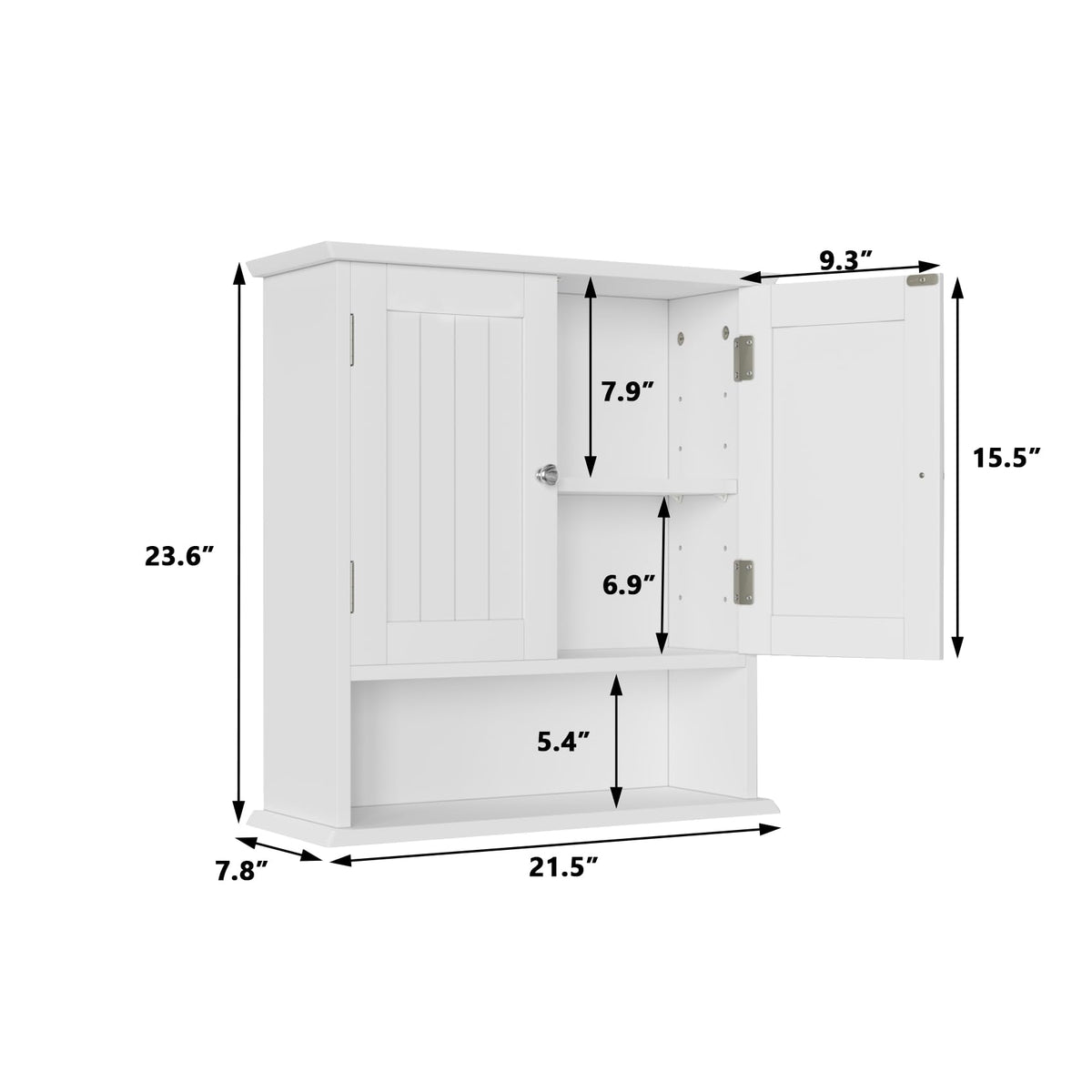 White Wall Mounted Bathroom Cabinet with 2 Door J4106