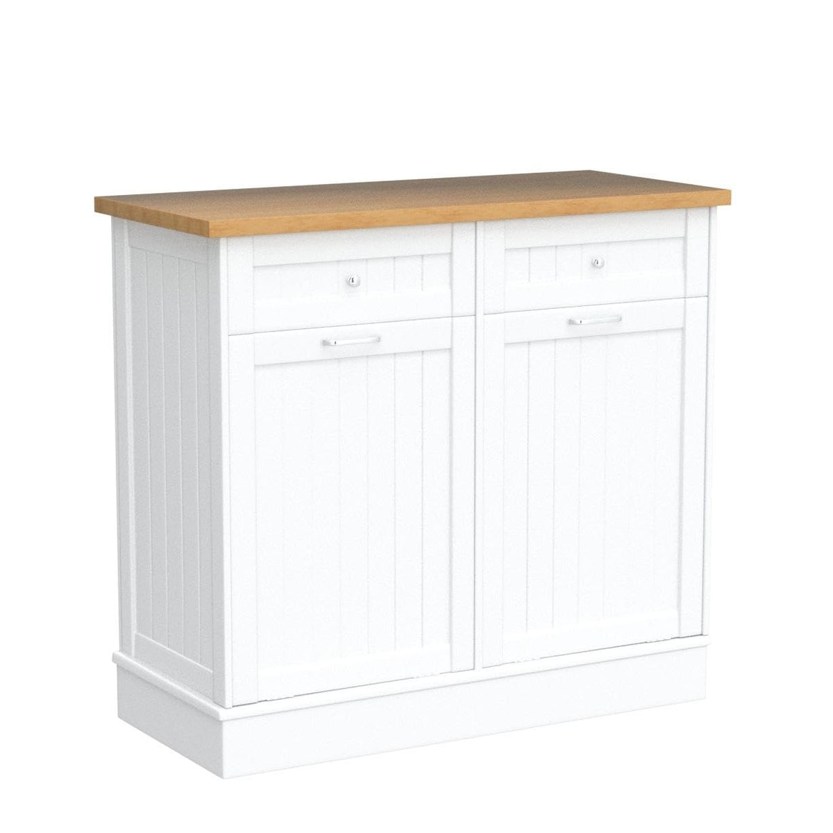 2 x 10 Gallon White Tilt Out Trash Cabinet with 2 Storage Drawer E7013