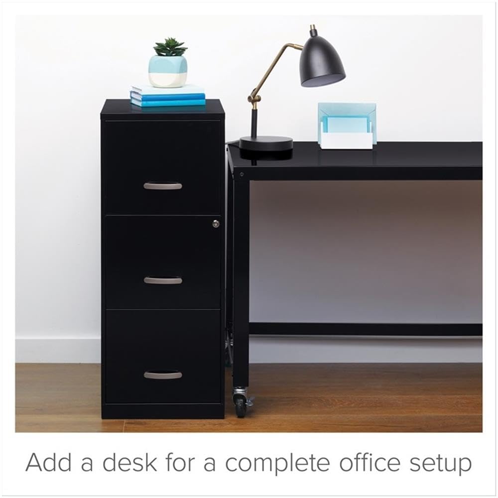 3 Drawer Black Metal Filing Cabinet C623923