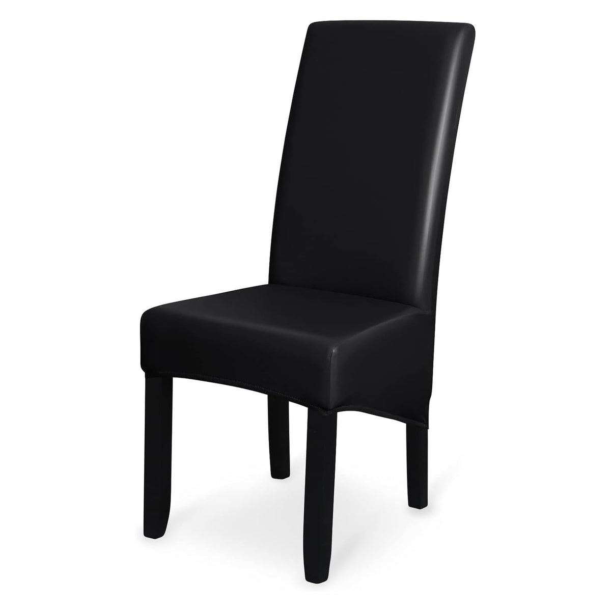 Black 2PCS Waterproof PU Leather Dining Chair Slipcovers Q150743