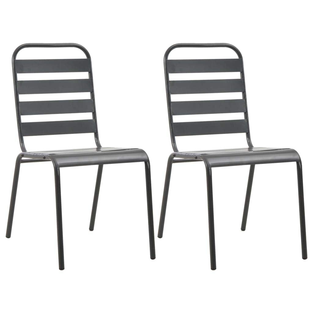 Stackable Outdoor Chairs Set of 2 Steel Gray T734509