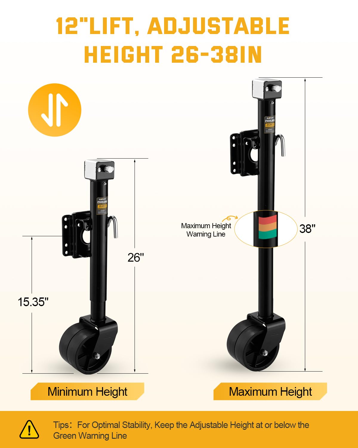 Heavy Duty Trailer Jack with Dual Wheel C8844