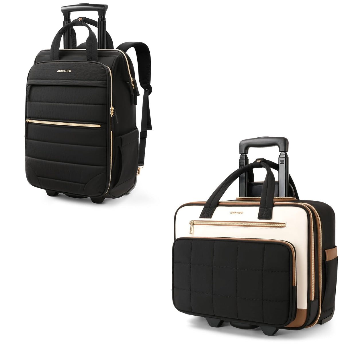 Rolling Puffer Laptop Bag Set with Wheels, 16 Inch Underseat Carry on Luggage X45725