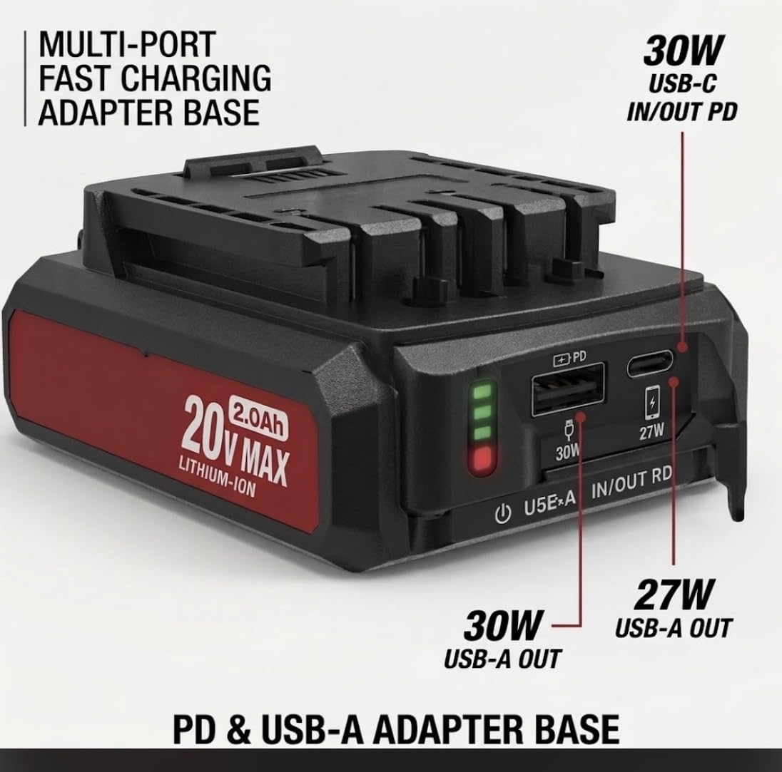 20V Max 2.0Ah Lithium-Ion Battery Pack with Dual USB Ports C604