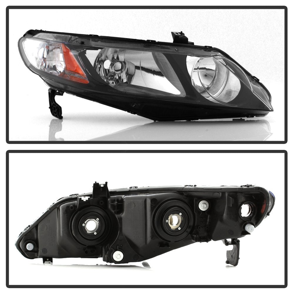 Black Housing Headlights Headlamps Assembly Pair L607