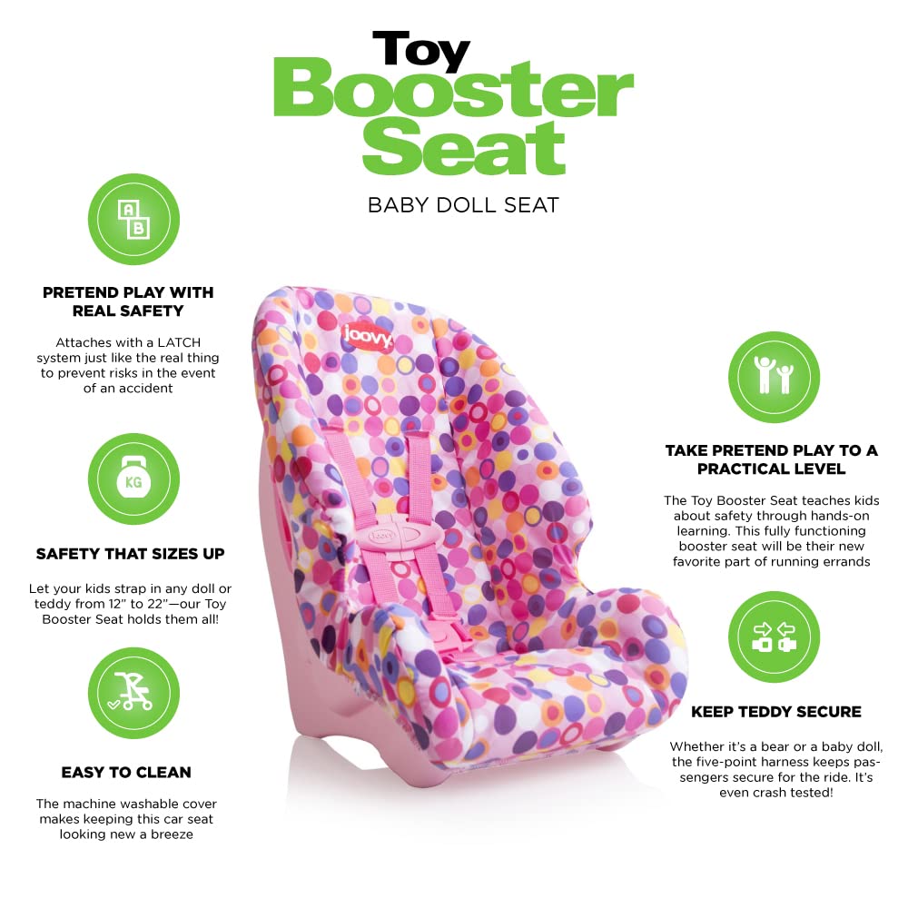 Toy Booster Seat & Doll Car Seat with Five-Point Harness, Pink T308