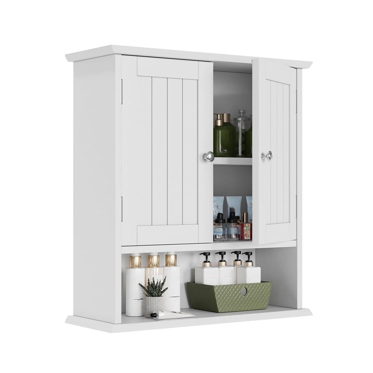 White Wall Mounted Bathroom Cabinet with 2 Door J4106