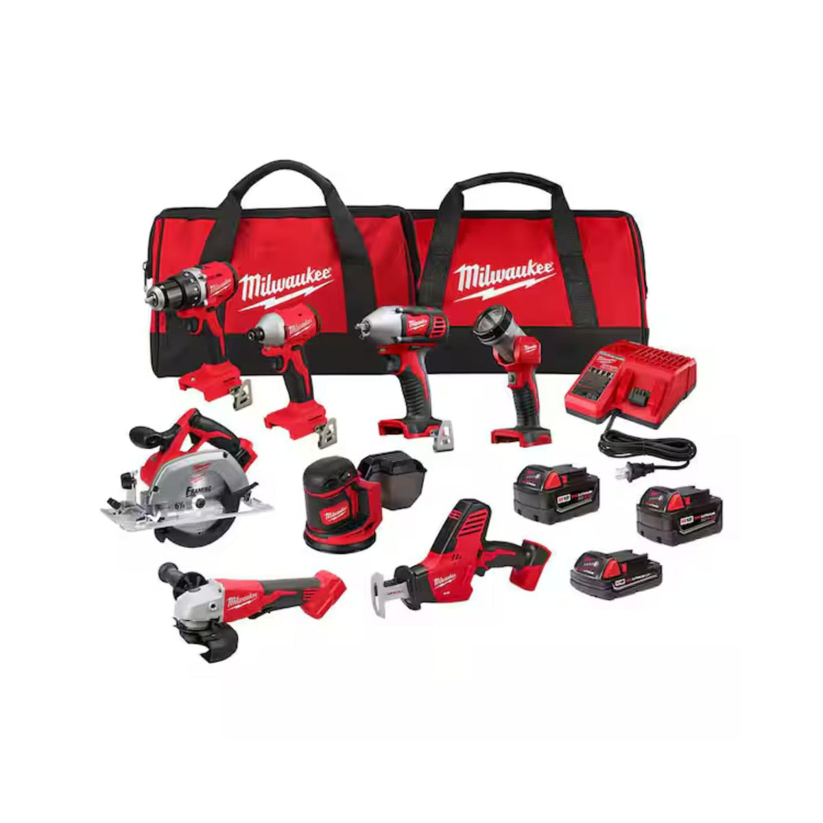 18V Cordless Power Tool Combo Kit, 8-Tool Set, 3 Batteries O64818