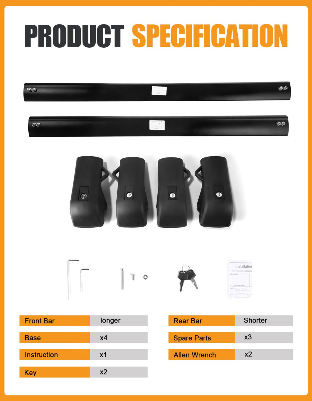 300lb Roof Rack Cross Bars T94666