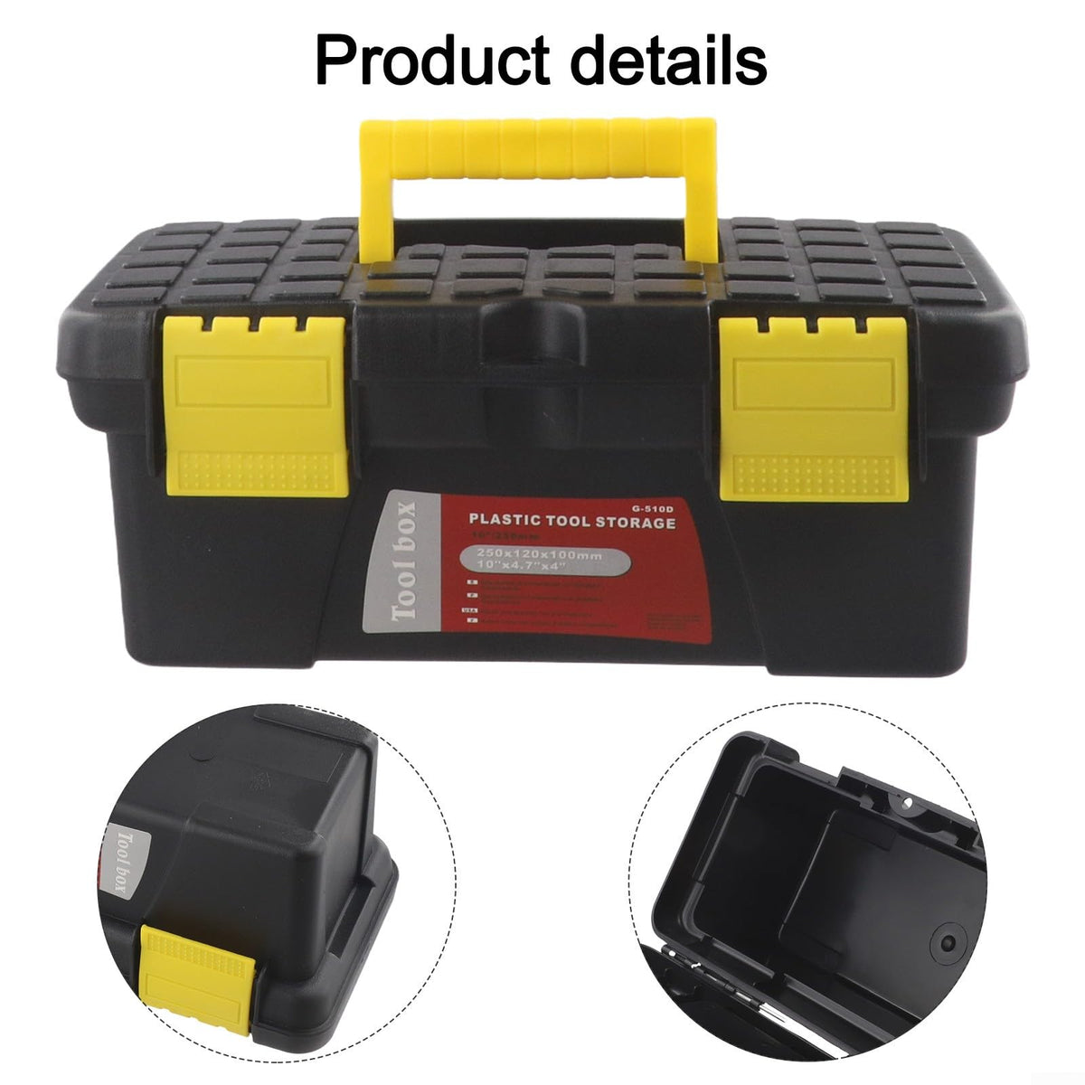 10 Inch Black Plastic Toolbox Storage Case S126404
