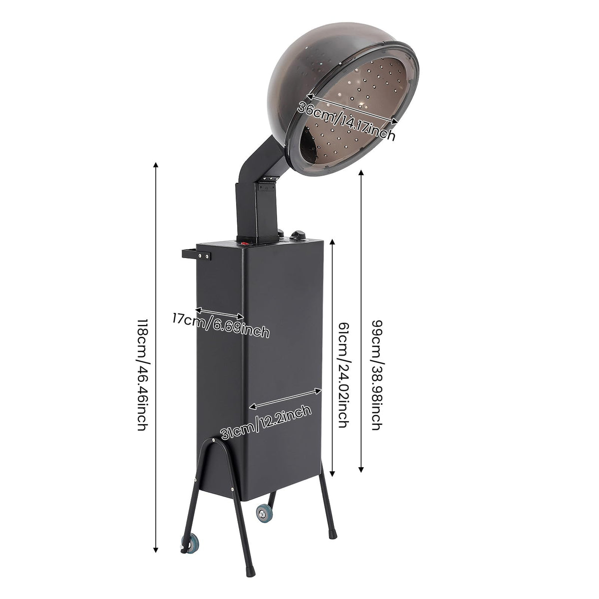 1200W Freestanding Hooded Hair Dryer with Wheels P700353
