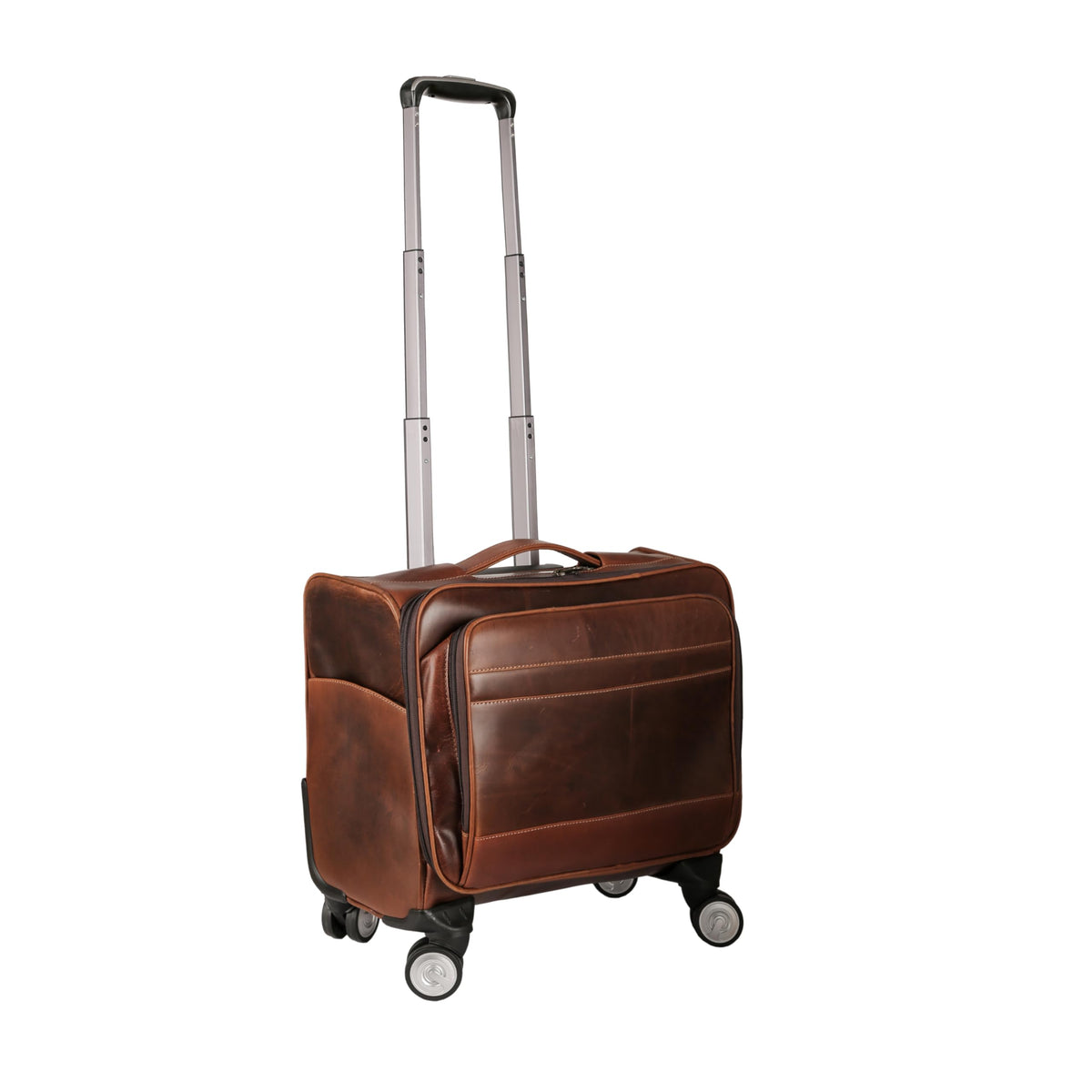 Leather Rolling Briefcase with Trolley Handle U297791