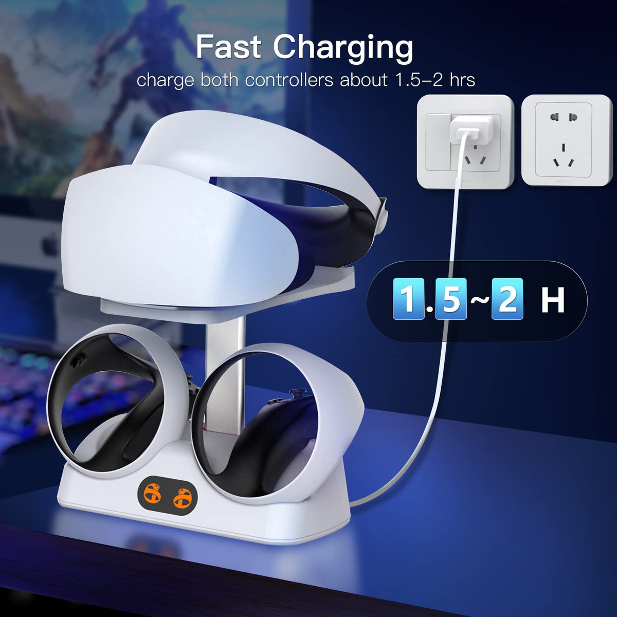 Charging Station for PS VR2 Sense Controllers with Headset Holder L4338