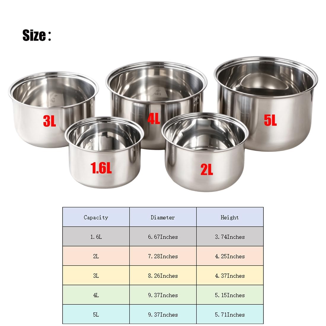 Stainless Steel 3L Rice Cooker Inner Pot N56781
