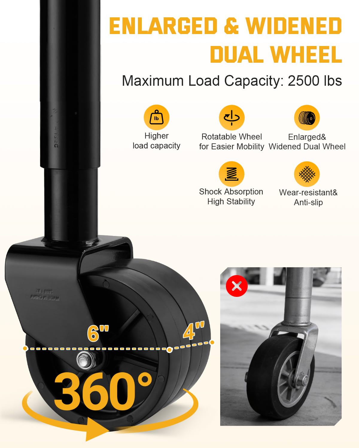 Heavy Duty Trailer Jack with Dual Wheel C8844