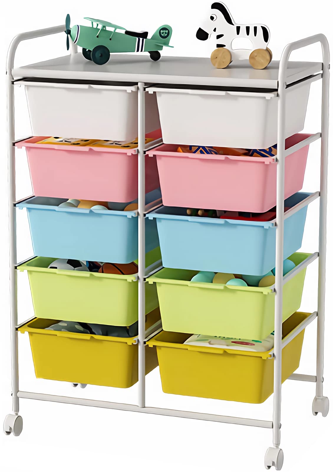 10 Drawers Rolling Plastic Storage Cart with Metal Frame A4661