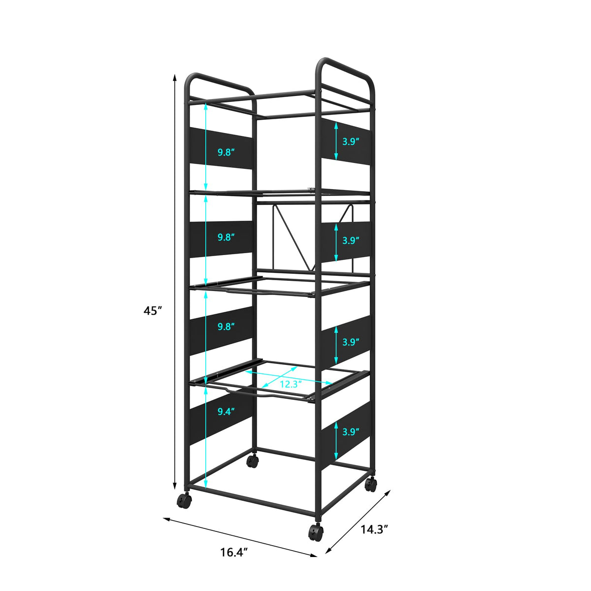 4-Tier Metal File Cart with Wheels D2408