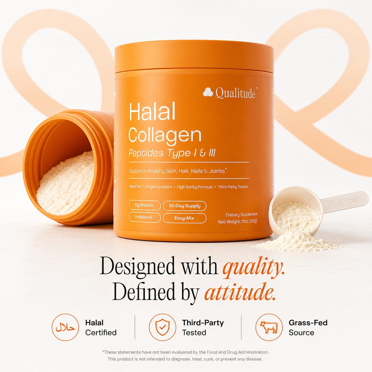 Halal Collagen Peptides Powder Grass-Fed Bovine Type I & III Z7123