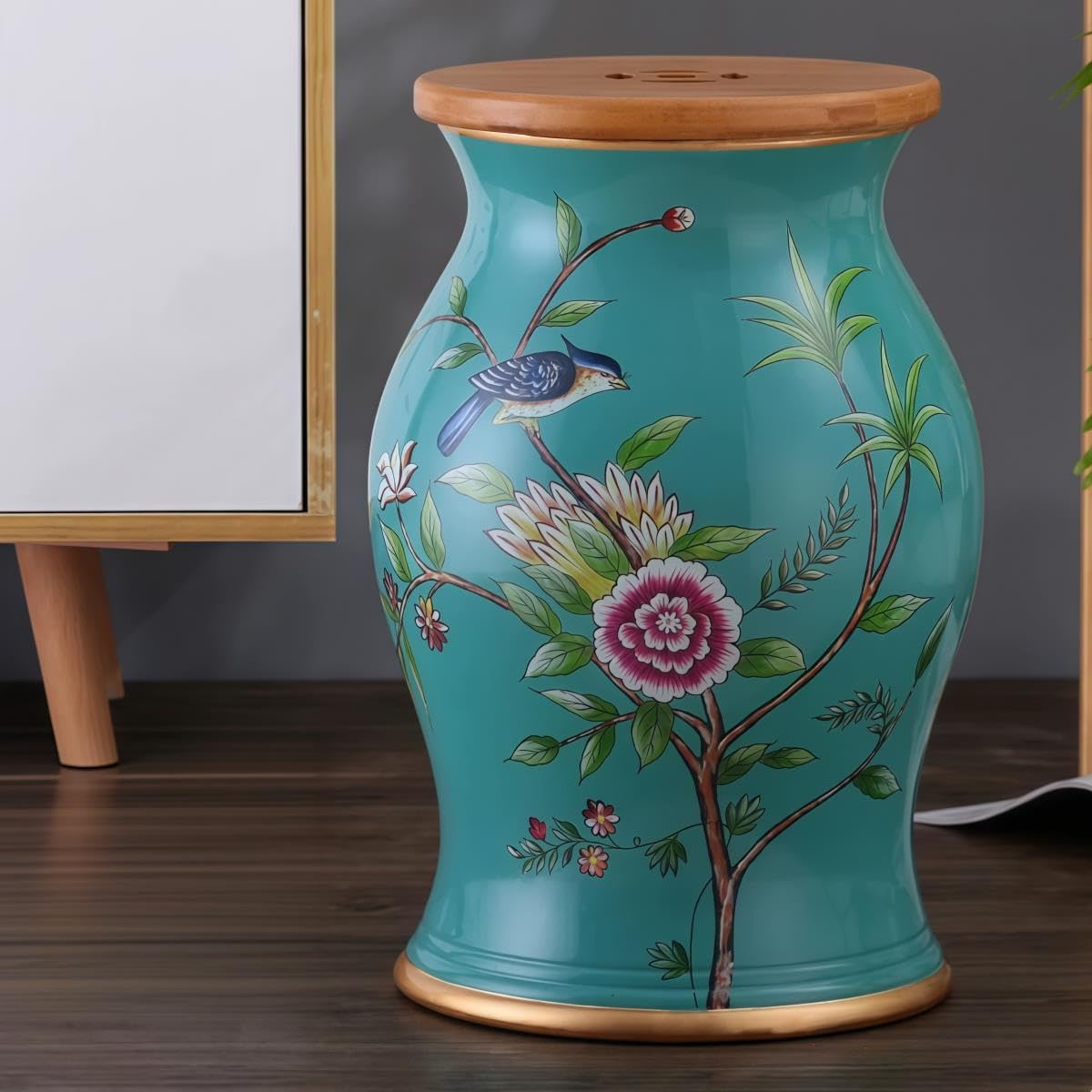 Ceramic Garden Stool Hand-Painted Drum Stool L526