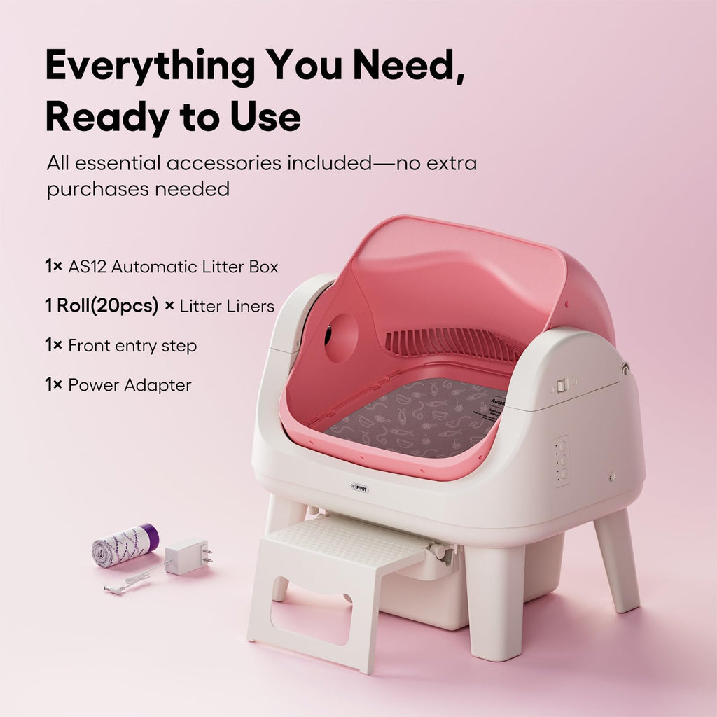 Self Cleaning Open Top Automatic Cat Litter Box Pink A8518