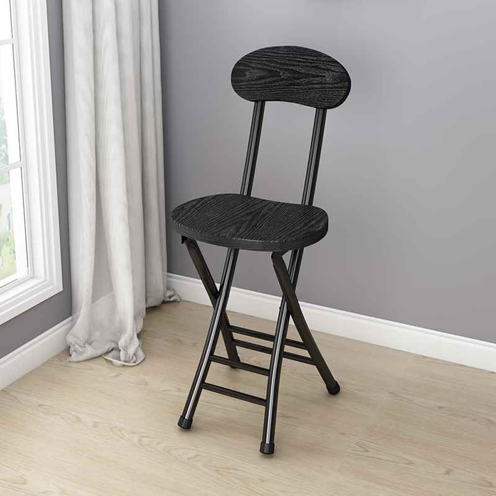 18 Inch Black Folding Bar Stool with Backrest and Footrest S3047