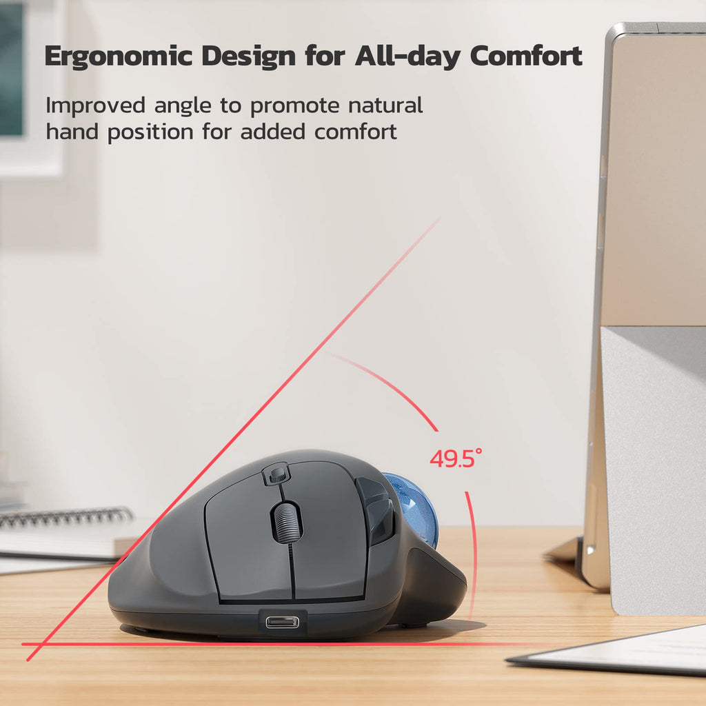 Wireless Ergonomic Thumb Control Trackball Mouse G830054