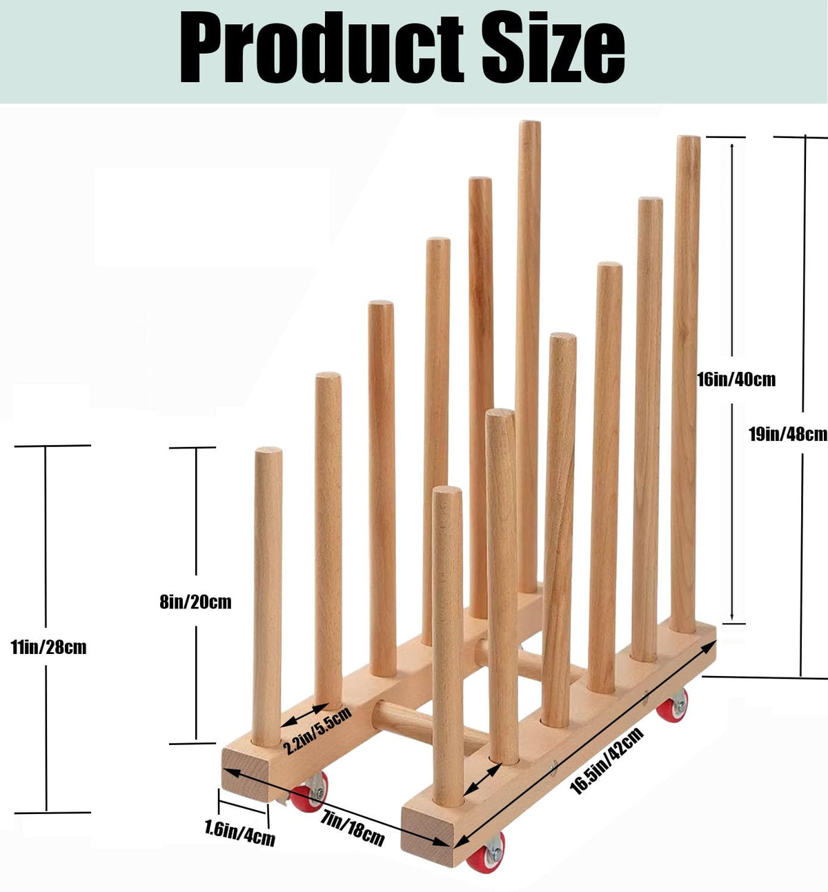 Artwork Storage Rack with Brake Caster Wheels 12in I842790