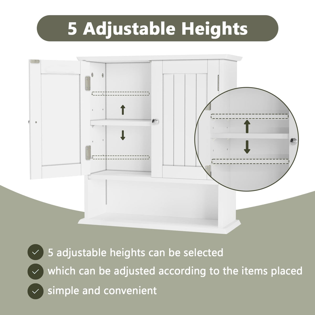 White Wall Mounted Bathroom Cabinet with 2 Door J4106