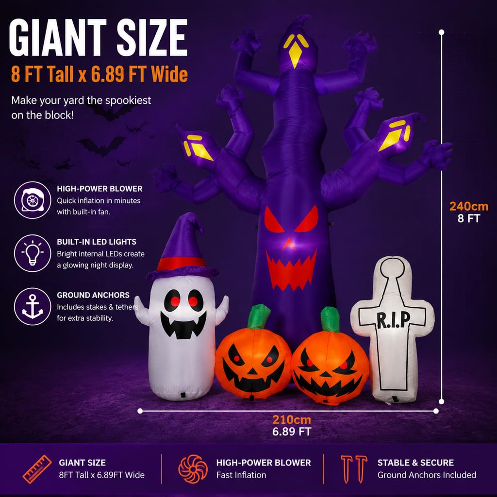8FT Halloween Inflatables Tree with LEDs E7935