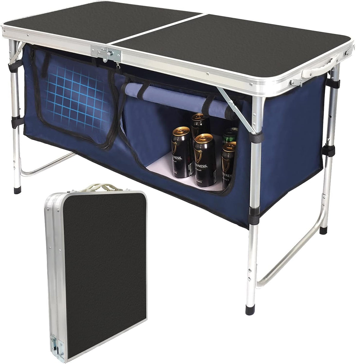 Folding Aluminum Camping Table with Storage Compartment U4437