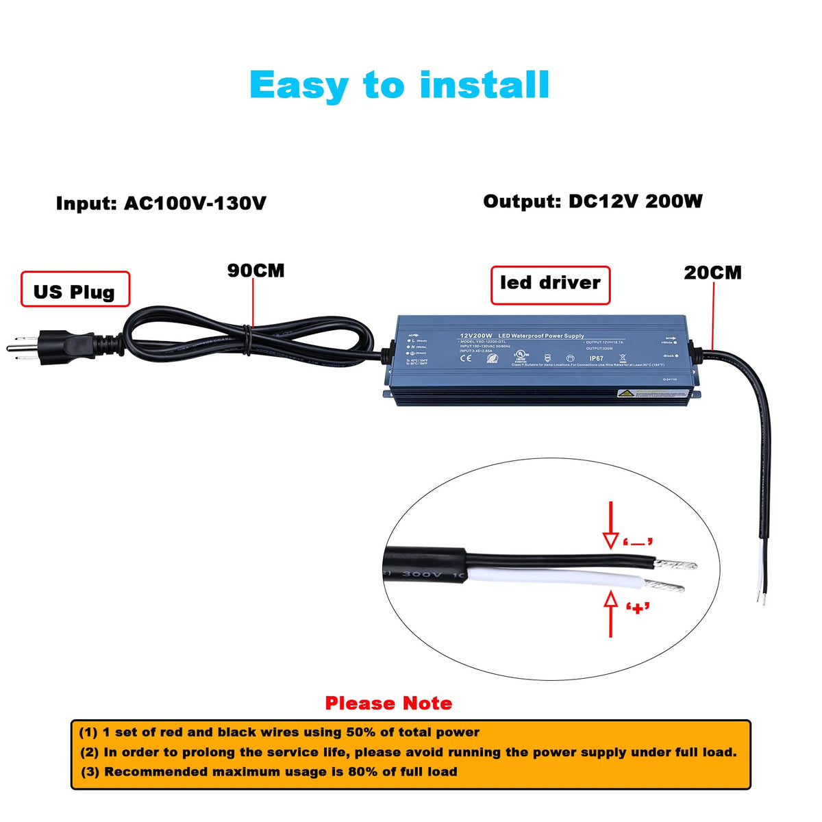 12V 200W IP67 Waterproof LED Driver Z62432