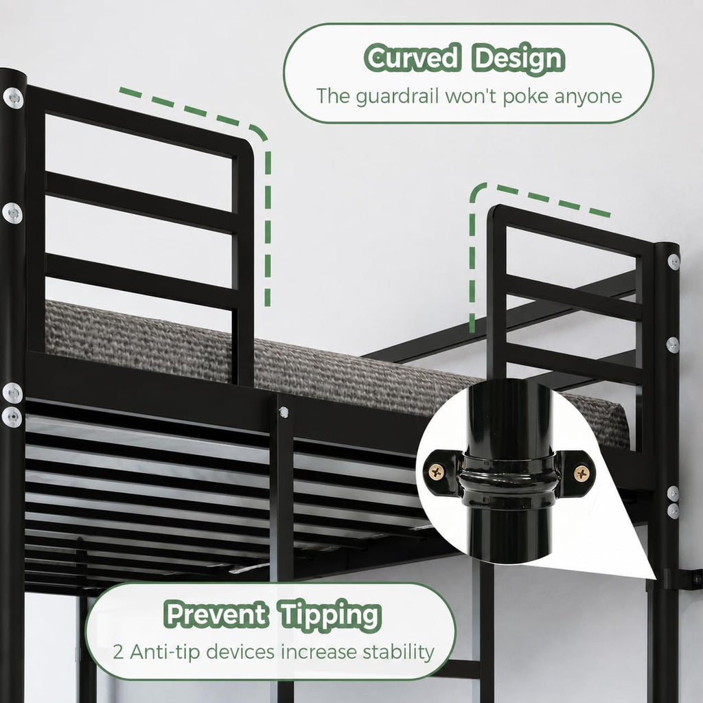 Twin Over Twin Bunk Bed with Ladder, Black H29695