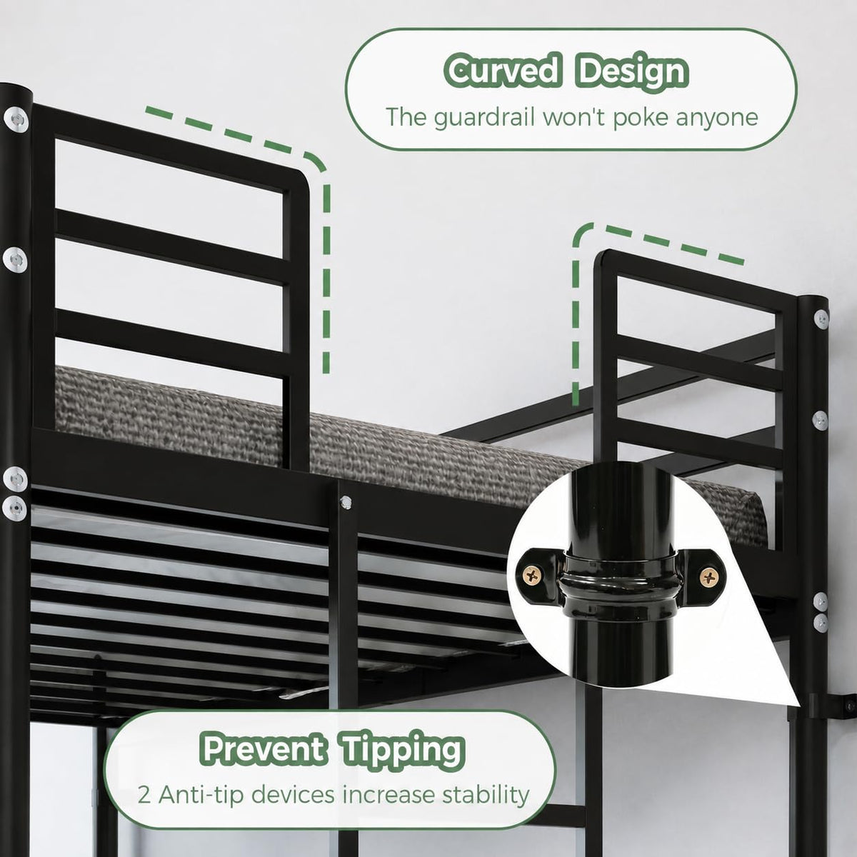 Twin Over Twin Bunk Bed with Ladder, Black H29695