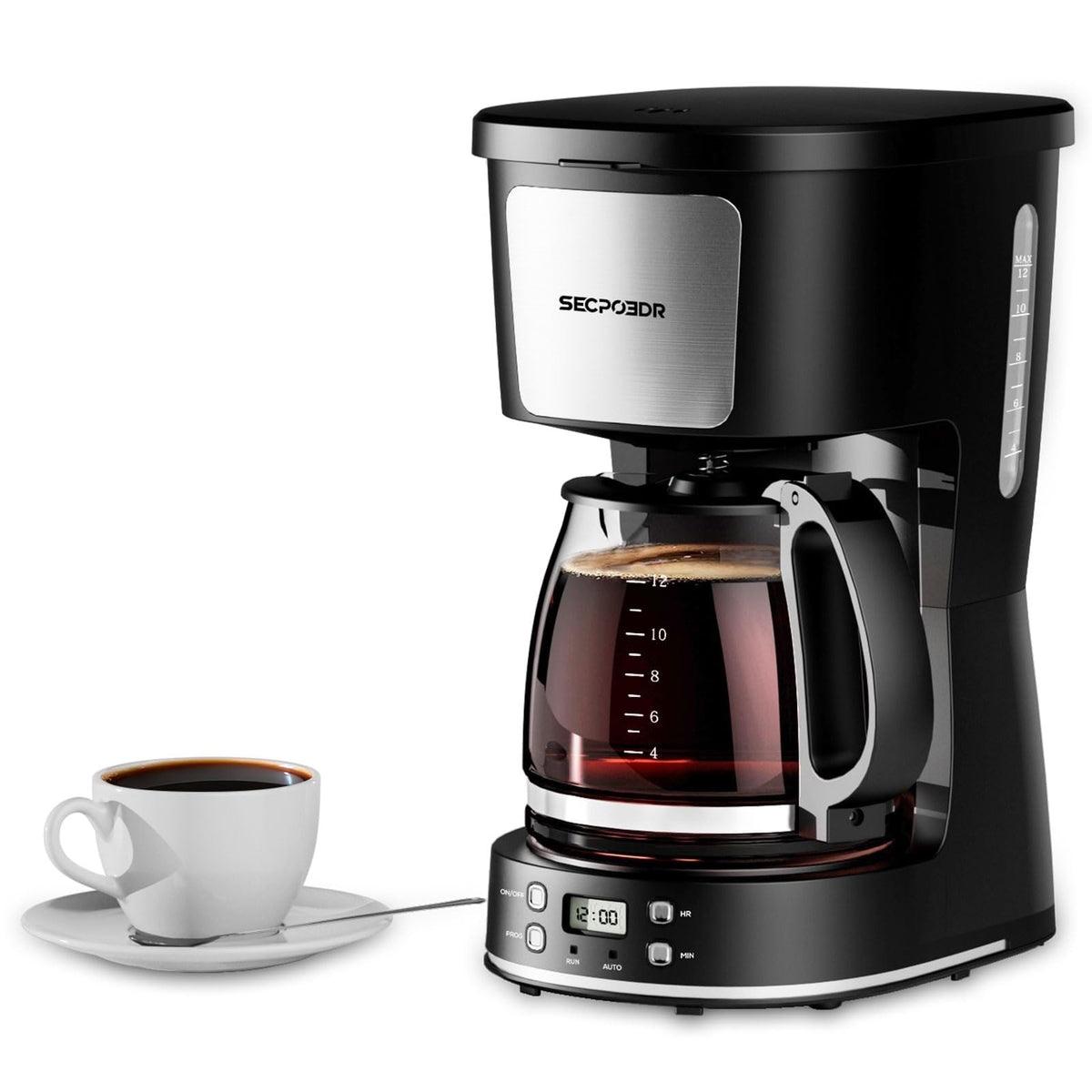 12 Cup Programmable Drip Coffee Maker with Glass Carafe and Reusable Filter Z303664