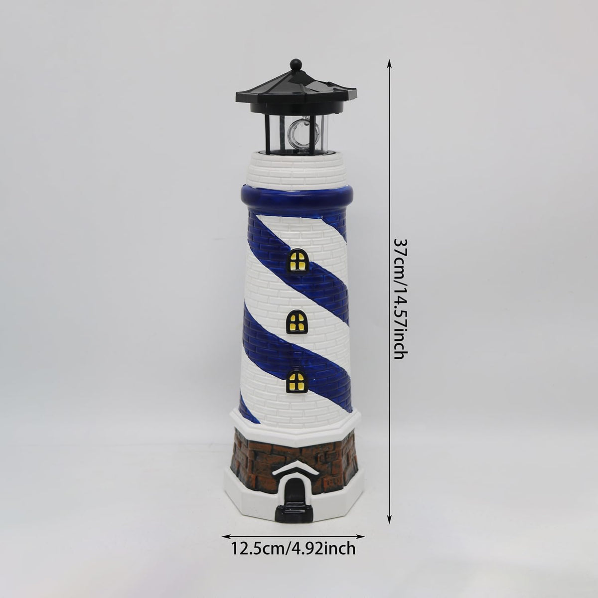 Solar LED Lighthouse Lamp 14.5 Inches Blue X10558