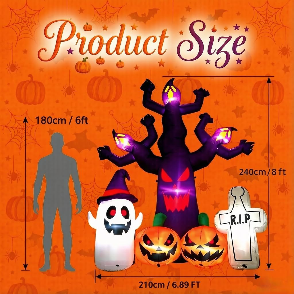 8FT Halloween Inflatables Tree with LEDs E7935
