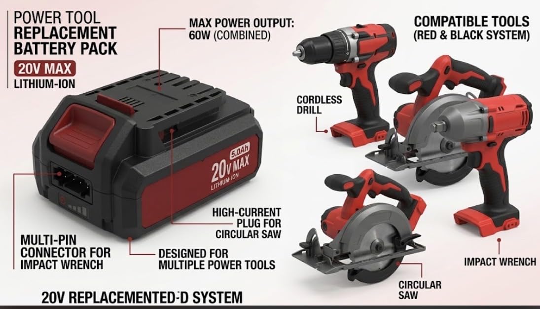 20V Max 2.0Ah Lithium-Ion Battery Pack with Dual USB Ports C604