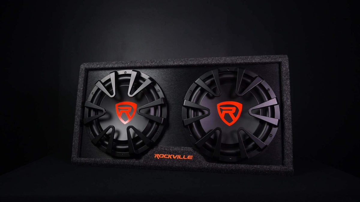 Dual 12" Slim Vented Powered Car Subwoofer Enclosure S1626
