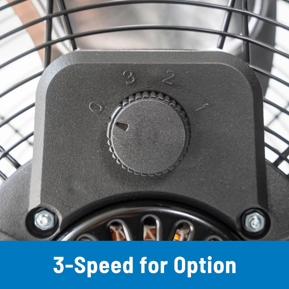 20" 3-Speed Tiltable Black Steel Floor Fan A257