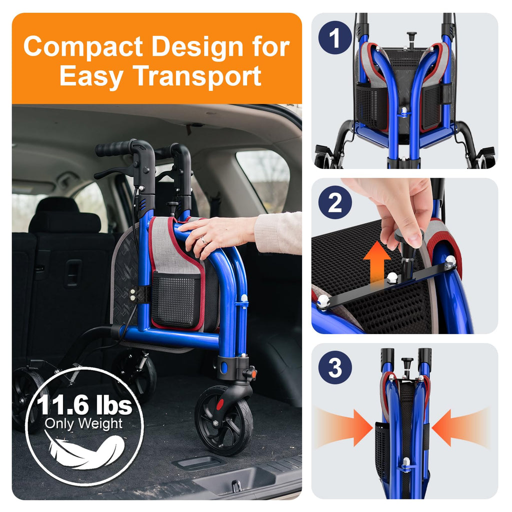 Foldable Narrow 3 Wheel Walker J7806