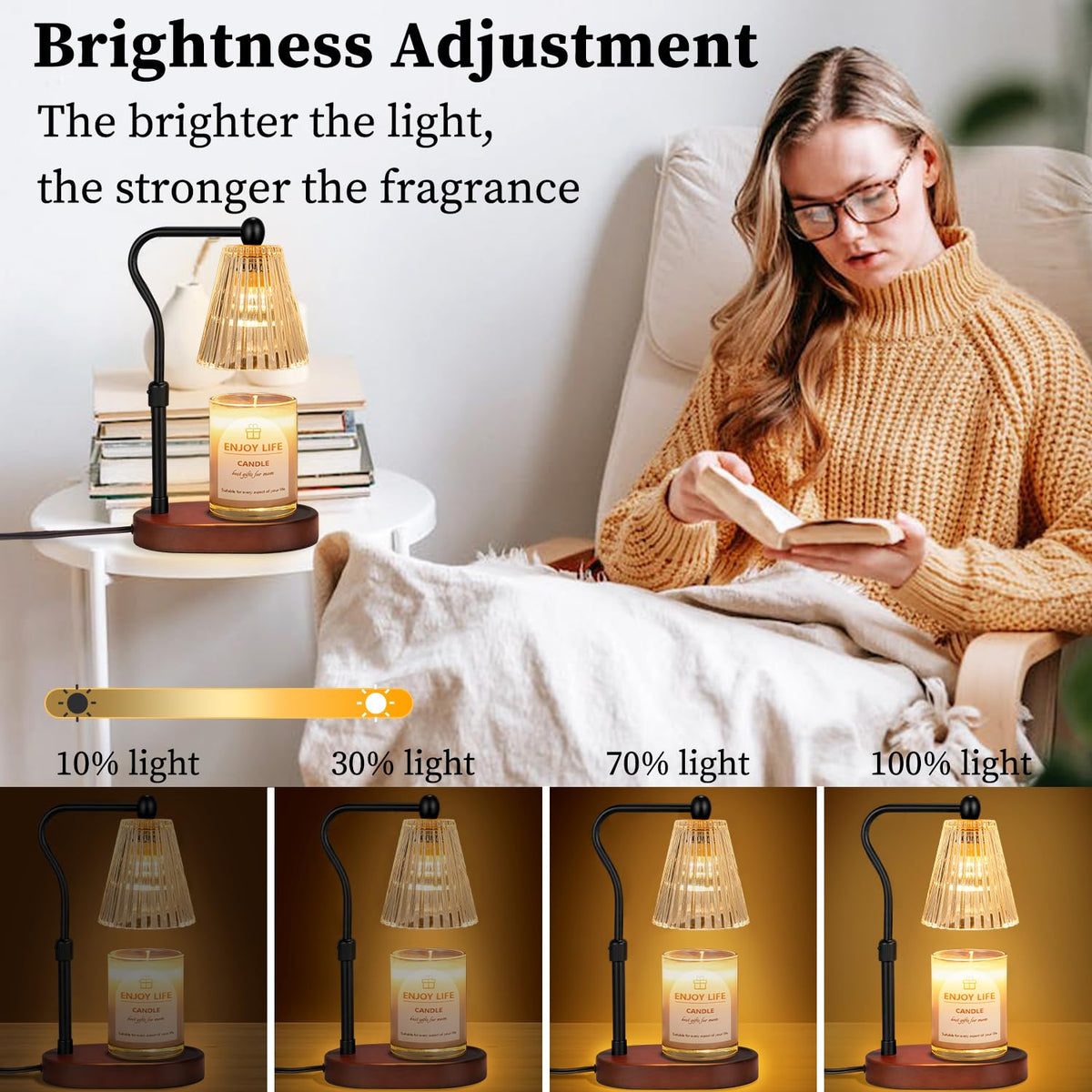 Candle Warmer Lamp with Timer Dimmer Adjustable Height W67628