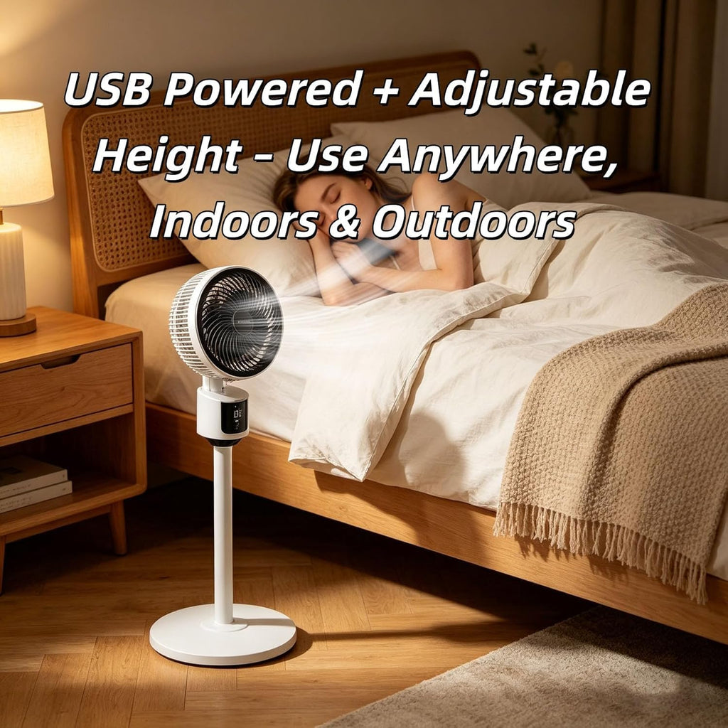 Standing Fan with 90° Oscillation, 3 Speeds, Adjustable Height Q90841