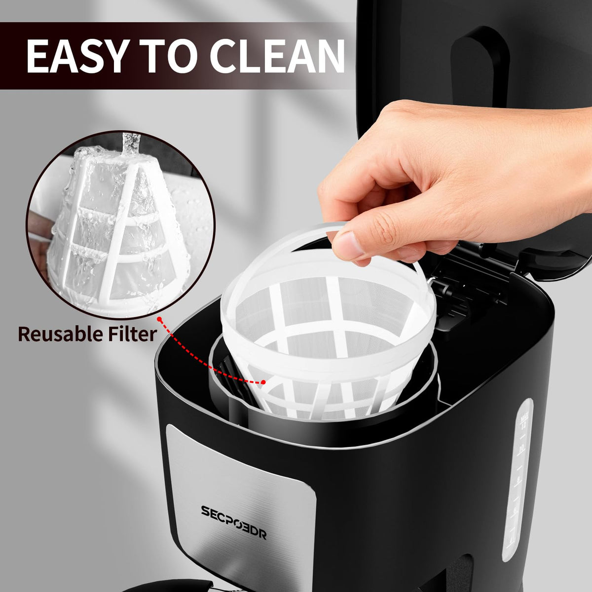 12 Cup Programmable Drip Coffee Maker with Glass Carafe and Reusable Filter Z303664