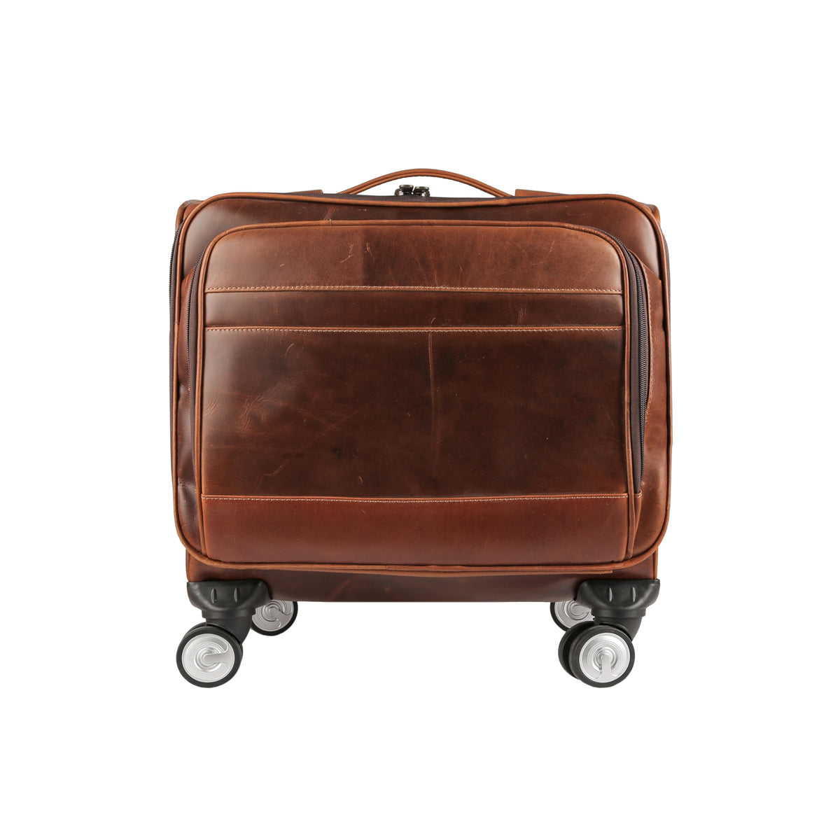Leather Rolling Briefcase with Trolley Handle U297791