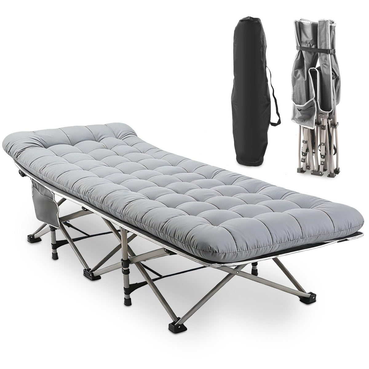 Heavy-Duty 28" Extra Wide Portable Folding Camp Cot with Mat & Carry Bag Z55887