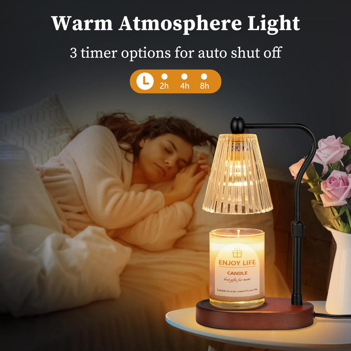 Candle Warmer Lamp with Timer Dimmer Adjustable Height W67628